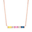 .30 ct. t.w. Multicolored Sapphire and Diamond-Accented Bar Necklace in 14kt Rose Gold
