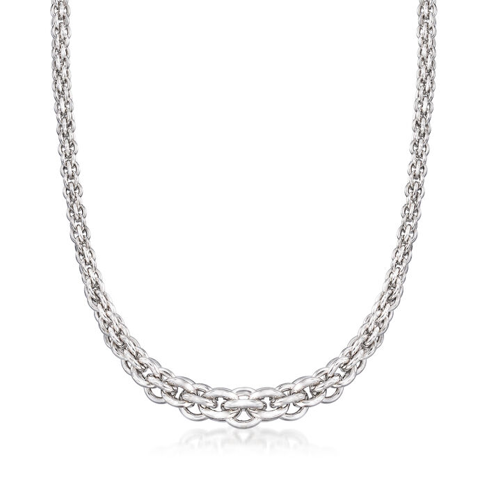 Italian Sterling Silver Multi-Circle Link Necklace