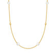 Roberto Coin 6mm Cultured Pearl and 18kt Yellow Gold Bead Station Necklace