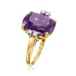 C. 1970 Vintage 8.35 Carat Amethyst Ring with .16 ct. t.w. Diamonds in 14kt Yellow Gold
