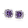 Gregg Ruth 2.19 ct. t.w. Amethyst and .31 ct. t.w. Diamond Earrings in 18kt White Gold