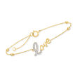 .20 ct. t.w. Diamond &quot;Love&quot; Station Bracelet in 14kt Yellow Gold