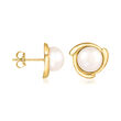 7-7.5mm Cultured Pearl Curvy Frame Earrings in 14kt Yellow Gold