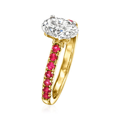 1.50 Carat Lab-Grown Diamond Ring with .40 ct. t.w. Rubies in 14kt Yellow Gold