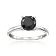 1.00 Carat Black Diamond Solitaire Ring in 14kt White Gold