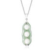 Cultured Pearl and Jade Pod Pendant Necklace in Sterling Silver