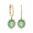 .40 ct. t.w. Emerald and .45 ct. t.w. Diamond Drop Earrings in 14kt Yellow Gold 