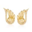 C. 1990 Vintage .80 ct. t.w. Diamond Wing Motif Earrings in 18kt Yellow Gold