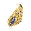 C. 1980 Vintage 1.65 ct. t.w. Sapphire and .65 ct. t.w. Diamond Leaf Pin in 18kt Yellow Gold