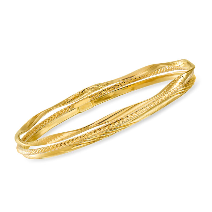 Italian 14kt Yellow Gold Jewelry Set: Three Bangle Bracelets