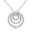.30 Carat Sky Blue Topaz and Sterling Silver Multi-Circle Pendant Necklace