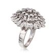 C. 1970 Vintage 1.00 ct. t.w. Diamond Cluster Cocktail Ring in 14kt White Gold