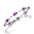 C. 1990 Vintage 6.40 ct. t.w. Amethyst and 1.00 ct. t.w. Diamond Bracelet with .35 ct. t.w. Pink Tourmalines in 14kt White Gold
