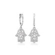 .20 ct. t.w. Diamond Filigree Hamsa Hoop Drop Earrings in Sterling Silver