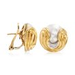 C. 1980 Vintage Wempe 16mm Mabe Pearl and .10 ct. t.w. Diamond Earrings in 18kt Yellow Gold