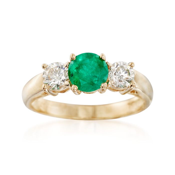 .80 Carat Emerald and .60 ct. t.w. Diamond Ring in 14kt Yellow Gold