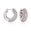 1.00 ct. t.w. Pave Diamond Huggie Hoop Earrings in Sterling Silver