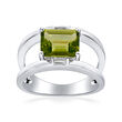 2.30 Carat Peridot Open-Space Ring with White Topaz Accents in Sterling Silver