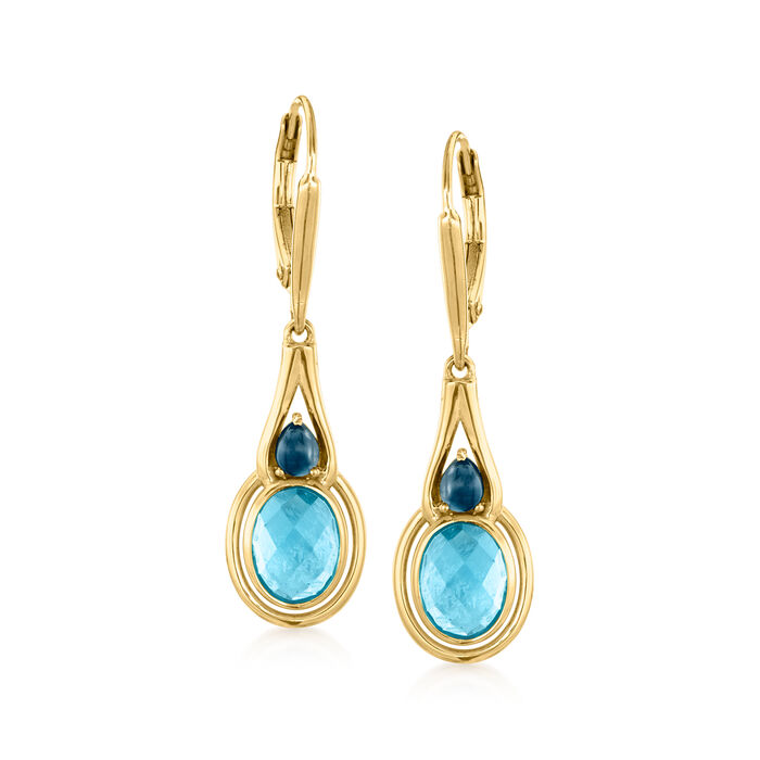 3.60 ct. t.w. London and Swiss Blue Topaz Drop Earrings in 18kt Gold Over Sterling