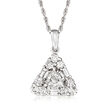 C. 2000 Vintage 1.02 ct. t.w. Diamond Triangle Pendant Necklace in 14kt White Gold
