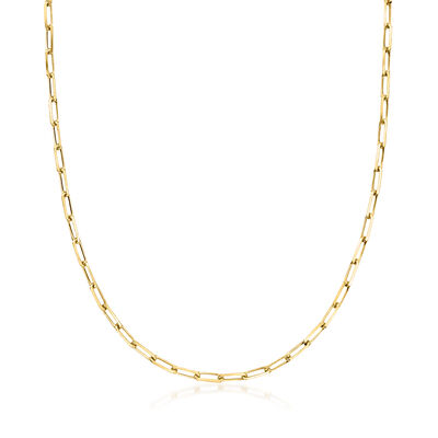 18kt Gold Over Sterling Jewelry Set: Paper Clip Link Necklace and Bracelet