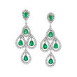 3.30 ct. t.w. Emerald and 1.90 ct. t.w. Diamond Chandelier Earrings in 14kt White Gold