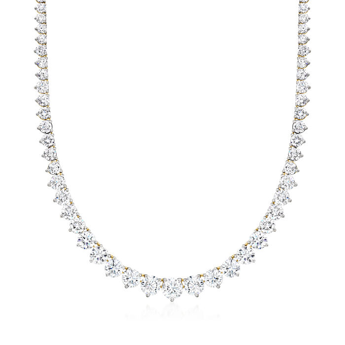 15.00 ct. t.w. Graduated Lab-Grown Diamond Tennis Necklace in 14kt Yellow Gold