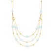 90.00 ct. t.w. Aquamarine Bead Station Necklace in 18kt Gold Over Sterling
