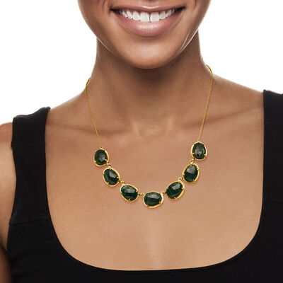 50.00 ct. t.w. Emerald Necklace in 18kt Gold Over Sterling