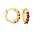 1.60 ct. t.w. Amethyst, Garnet and Blue Topaz Jewelry Set: Three Pairs of Huggie Hoop Earrings in 18kt Gold Over Sterling