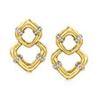 C. 1990 Vintage .24 ct. t.w. Diamond Geometric Drop Earrings in 18kt Yellow Gold