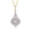 1.00 ct. t.w. Baguette and Round Diamond Cluster Pendant Necklace in 14kt Yellow Gold