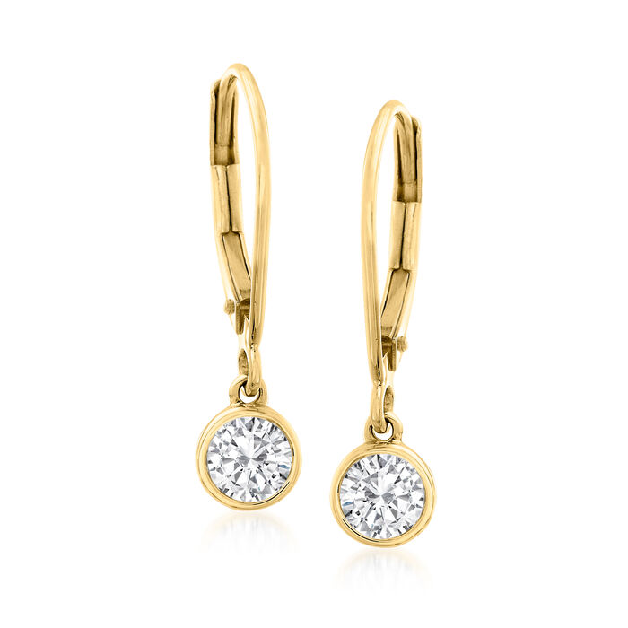 .50 ct. t.w. Bezel-Set Diamond Drop Earrings in 14kt Yellow Gold
