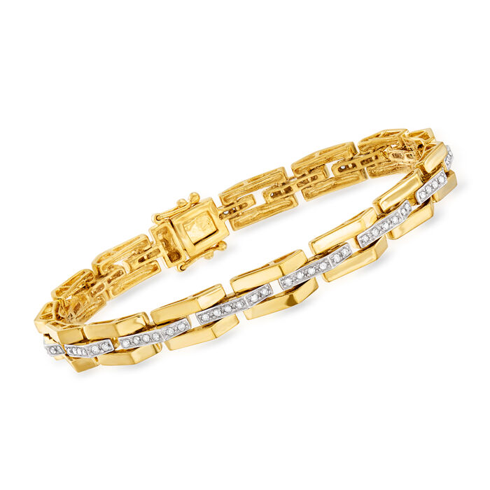 .55 ct. t.w. Diamond Bar Link Bracelet in 18kt Gold Over Sterling