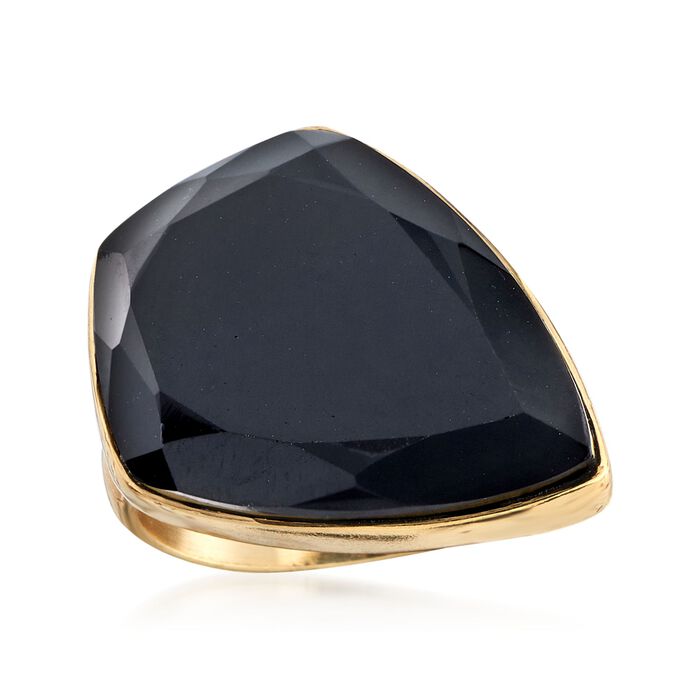 Kite-Shaped Black Onyx Ring in 18kt Gold Over Sterling