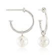 Mikimoto &quot;Classic&quot; 7mm A+ Akoya Pearl C-Hoop Drop Earrings in 18kt White Gold