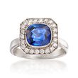 C. 2000 Vintage 3.18 Carat Sapphire and .75 ct. t.w. Diamond Ring in Platinum
