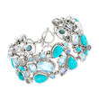 Moonstone, Turquoise and 28.90 ct. t.w. Sky Blue Topaz Bracelet in Sterling Silver