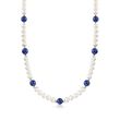 Lapis and 6.5-7mm Cultured Pearl Necklace with 14kt Yellow Gold