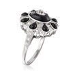 C. 2000 Vintage Black Onyx and .65 ct. t.w. Diamond Ring in 18kt White Gold