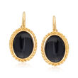 Black Onyx Drop Earrings in 14kt Yellow Gold
