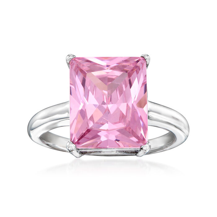 6.00 Carat Simulated Pink Sapphire Ring in Sterling Silver