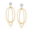 14kt Yellow Gold Hammered and Polished Double Oval Drop Earring Jackets