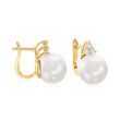 11-11.5mm Cultured South Sea Pearl and .30 ct. t.w. Diamond Earrings in 14kt Yellow Gold
