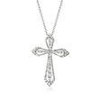 .75 ct. t.w. Diamond Cross Pendant Necklace in Sterling Silver