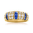 C. 1990 Vintage .87 ct. t.w. Sapphire and .70 ct. t.w. Diamond Ring in 18kt Yellow Gold