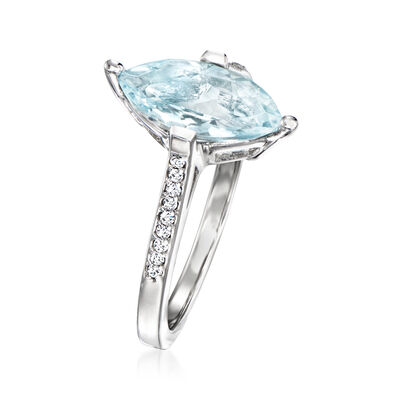 1.70 Carat Aquamarine Ring with Diamond Accents in 14kt White Gold