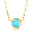 .30 Carat Bezel-Set Swiss Blue Topaz Necklace in 10kt Yellow Gold