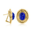 C. 1970 Vintage Lapis Clip-On Earrings in 18kt Yellow Gold