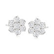 1.00 ct. t.w. Diamond Flower Stud Earrings in 14kt White Gold